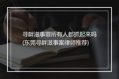 寻衅滋事罪所有人都抓起来吗(东莞寻衅滋事案律师推荐)