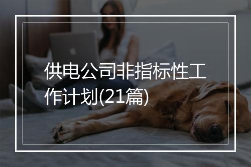 供电公司非指标性工作计划(21篇)