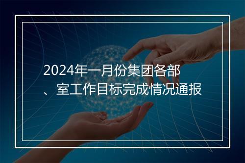 2024年一月份集团各部、室工作目标完成情况通报