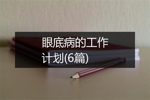 眼底病的工作计划(6篇)
