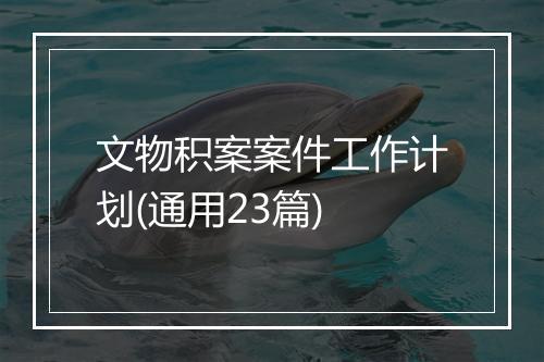 文物积案案件工作计划(通用23篇)