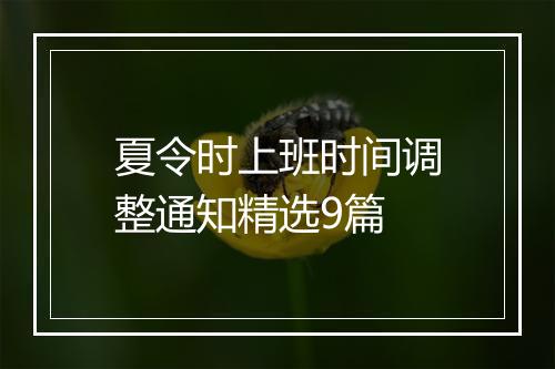 夏令时上班时间调整通知精选9篇