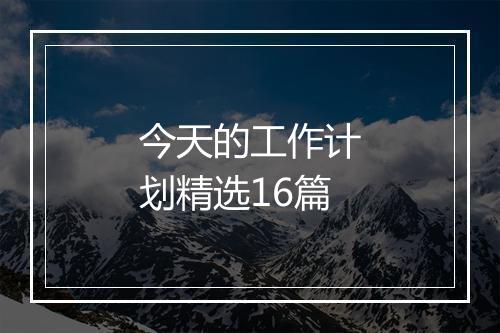 今天的工作计划精选16篇