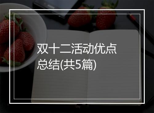 双十二活动优点总结(共5篇)