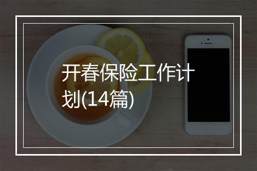 开春保险工作计划(14篇)