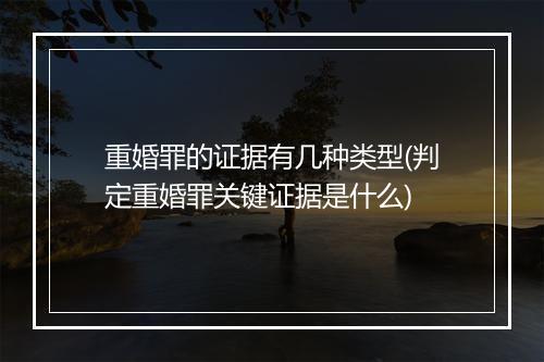 重婚罪的证据有几种类型(判定重婚罪关键证据是什么)