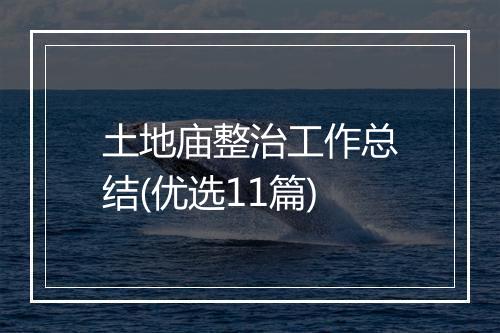 土地庙整治工作总结(优选11篇)