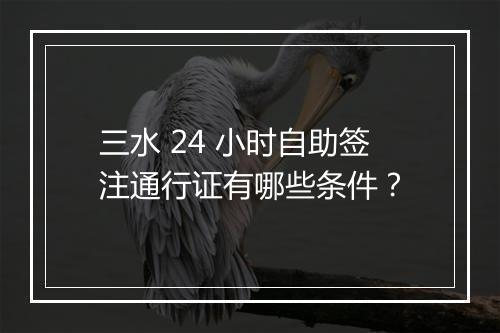 三水 24 小时自助签注通行证有哪些条件?