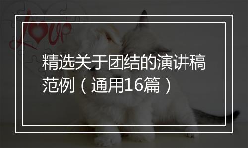 精选关于团结的演讲稿范例(通用16篇)