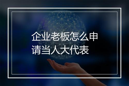 企业老板怎么申请当人大代表