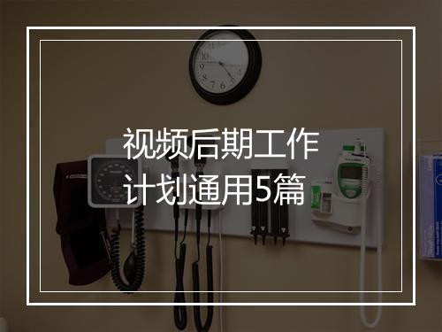视频后期工作计划通用5篇