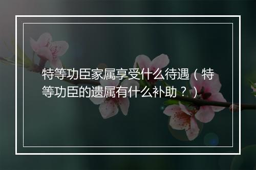 特等功臣家属享受什么待遇(特等功臣的遗属有什么补助?)