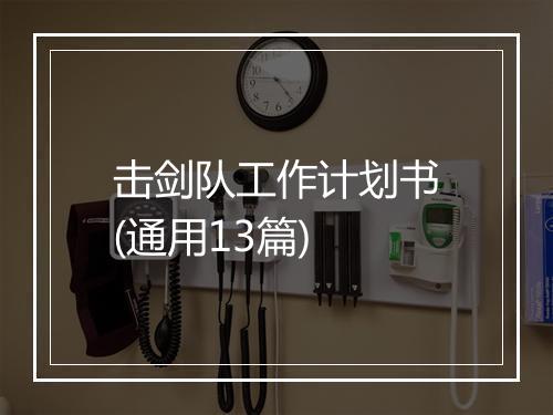 击剑队工作计划书(通用13篇)