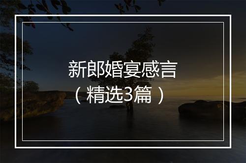 新郎婚宴感言(精选3篇)