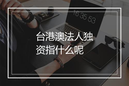 台港澳法人独资指什么呢