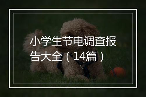 小学生节电调查报告大全(14篇)