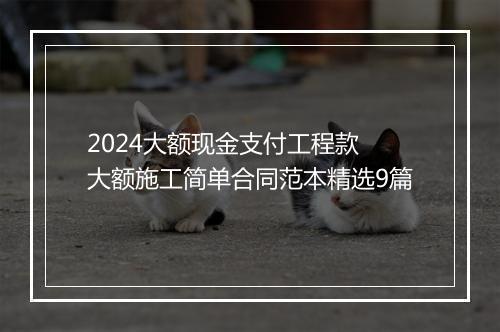 2024大额现金支付工程款 大额施工简单合同范本精选9篇