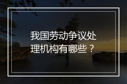 我国劳动争议处理机构有哪些?