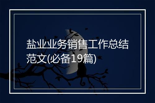 盐业业务销售工作总结范文(必备19篇)
