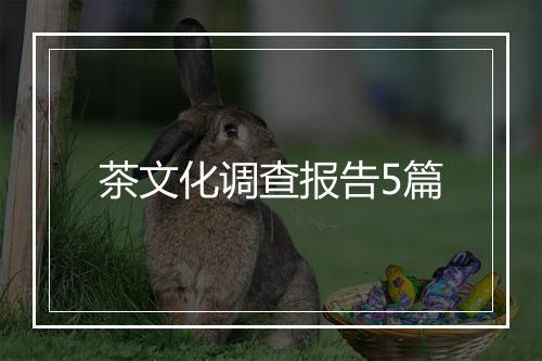 茶文化调查报告5篇