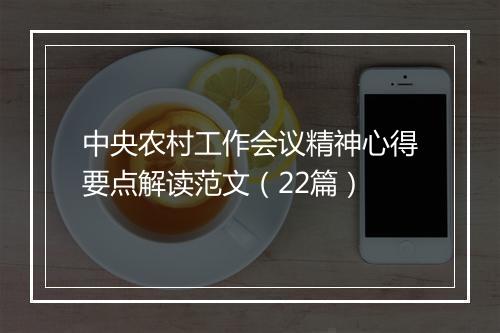中央农村工作会议精神心得要点解读范文(22篇)