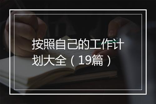按照自己的工作计划大全(19篇)