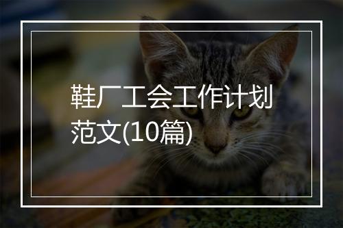 鞋厂工会工作计划范文(10篇)