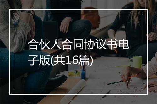 合伙人合同协议书电子版(共16篇)