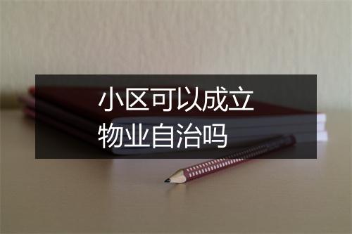 小区可以成立物业自治吗