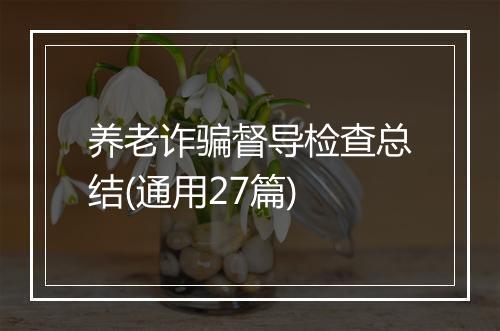 养老诈骗督导检查总结(通用27篇)