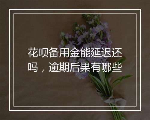 花呗备用金能延迟还吗,逾期后果有哪些