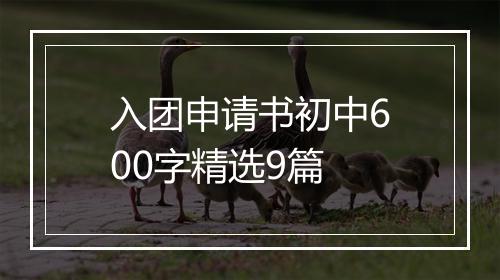 入团申请书初中600字精选9篇