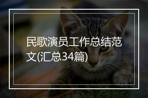 民歌演员工作总结范文(汇总34篇)