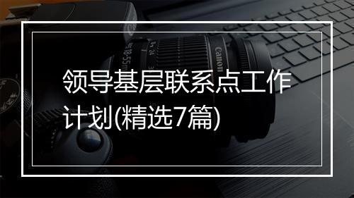 领导基层联系点工作计划(精选7篇)