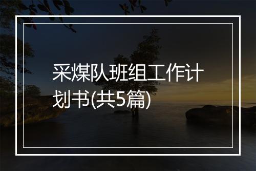 采煤队班组工作计划书(共5篇)