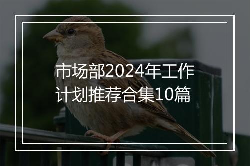 市场部2024年工作计划推荐合集10篇