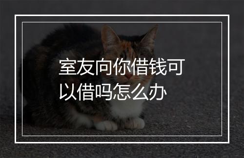 室友向你借钱可以借吗怎么办