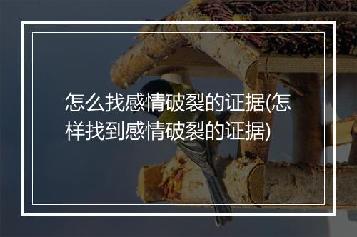 怎么找感情破裂的证据(怎样找到感情破裂的证据)