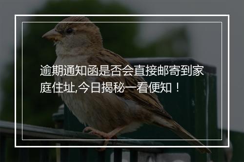 逾期通知函是否会直接邮寄到家庭住址,今日揭秘一看便知!