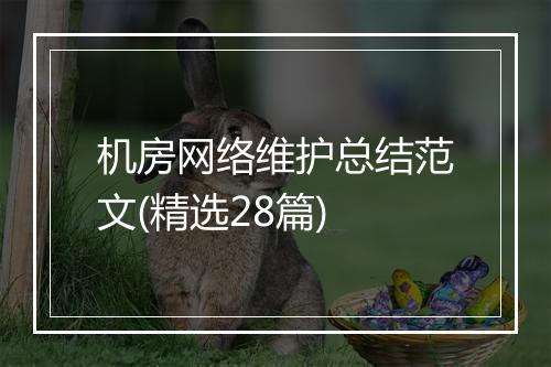 机房网络维护总结范文(精选28篇)