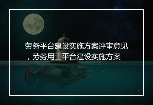劳务平台建设实施方案评审意见,劳务用工平台建设实施方案