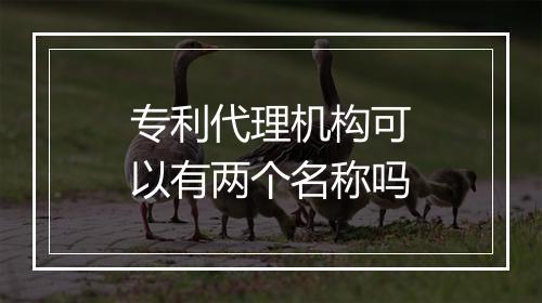 专利代理机构可以有两个名称吗