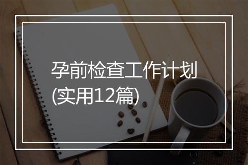 孕前检查工作计划(实用12篇)