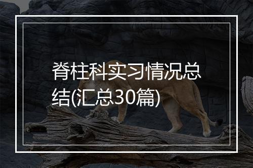 脊柱科实习情况总结(汇总30篇)