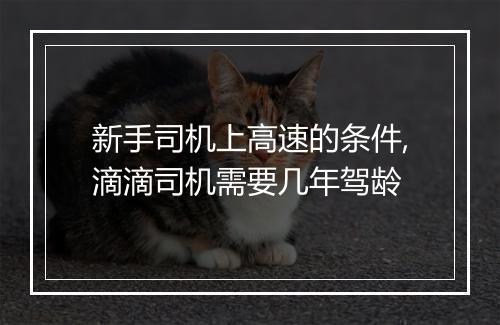新手司机上高速的条件,滴滴司机需要几年驾龄