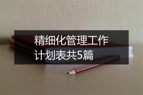 精细化管理工作计划表共5篇