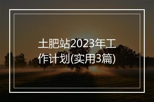 土肥站2023年工作计划(实用3篇)
