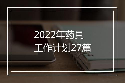 2022年药具工作计划27篇