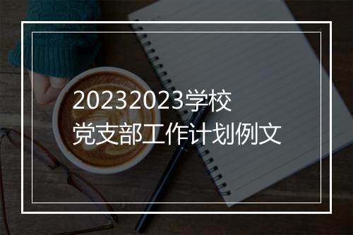 20232023学校党支部工作计划例文