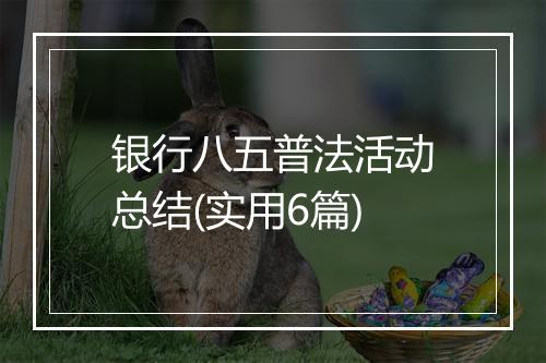 银行八五普法活动总结(实用6篇)